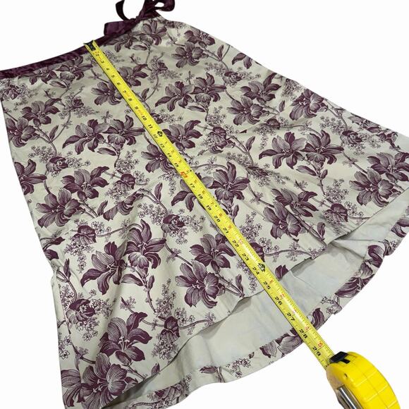 Elevenses Anthropologie Skirt Aline Floral Side Tie Cream Sz 8 Whimsical Whimsy - Picture 5 of 5